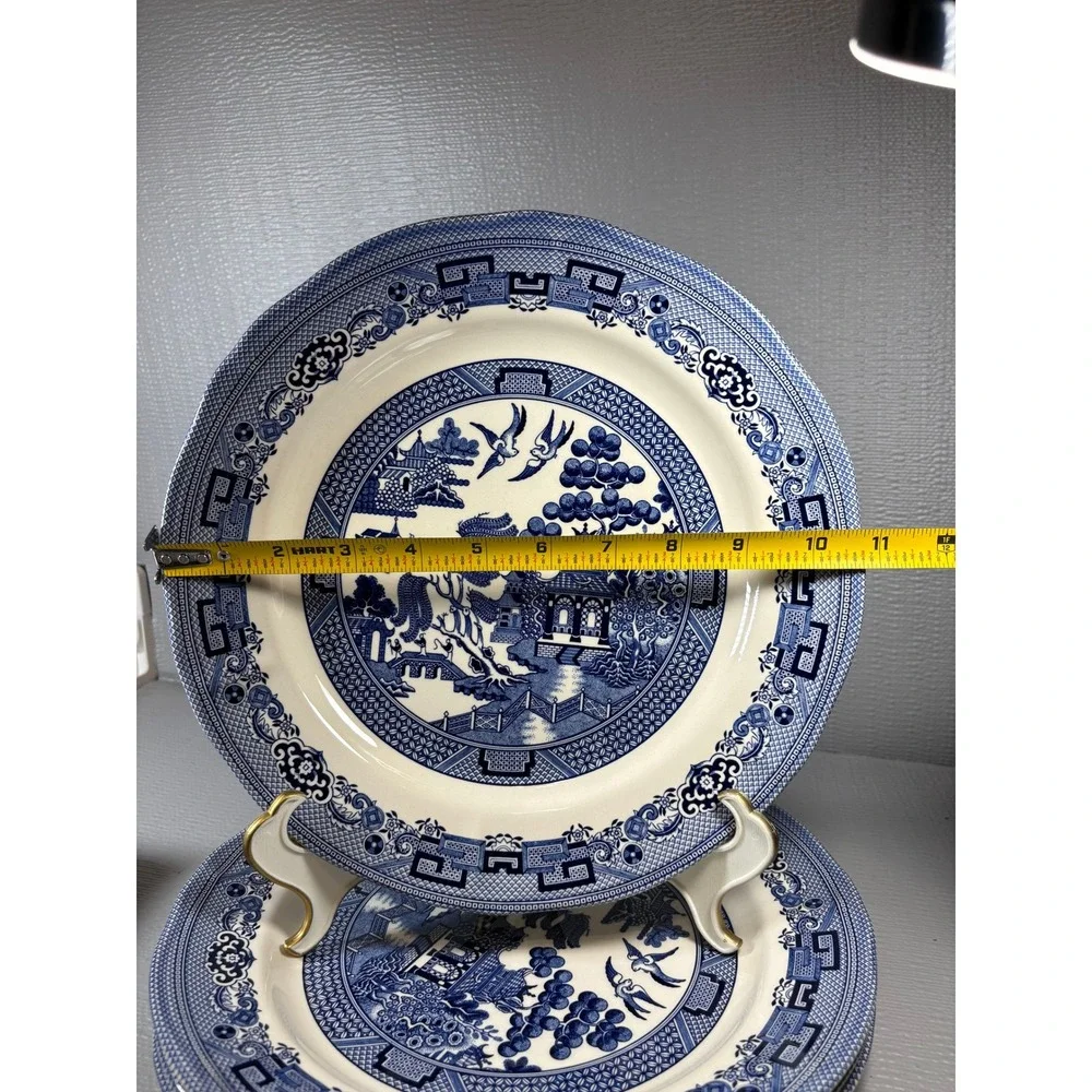 Set of‎ 4 Legend British Heritage Earthenware Blue Willow Dinner Plates 10.5in